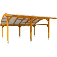 Skan Holz Carport Schwaben 648 x 630 cm Eiche - Hochwertiger Carport aus Leimholz mit wetterfest verleimten Balken für hohe Stabilität. Die farblich behandelten Teile sind sofort einsatzbereit und schützen das Holz vor Witterungseinflüssen. Ideal für den Garten.