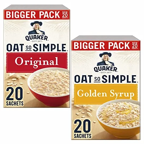 Cleverry Box Set mit Quaker Oat So Simple Porridge Oatmeal Original 20 Beutel x 27g und Golden Syrup 20 Beutel x 36g Haferflocken - Brei für eine einfaches Frühstück