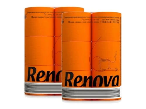 buntes, farbiges Toilettenpapier 12 Rollen - 3-lagig - Renova - weich - originell - Klopapier - Black Label - orange