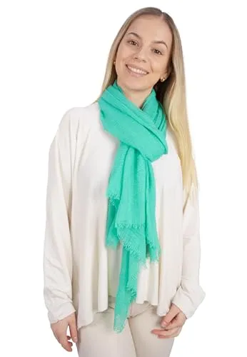 Lolus Uni Damen Schal Isabella - Leicht, Dünn & Weich (seegrün, One Size) - Eleganter Uni Damen Schal aus 100% Viskose. Dünn und leicht, ideal für den Alltag. Die gewellte Struktur sorgt für ein stilvolles Design und hohen Tragekomfort.