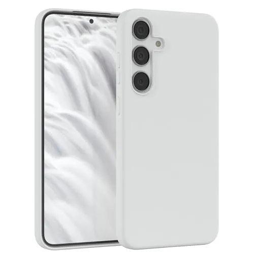 EAZY CASE Premium Silikon Handyhülle kompatibel mit Galaxy S24 Plus Slimcover mit Kameraschutz und Innenfutter, Silikonhülle, Schutzhülle, Bumper, Handy Case, Hülle, Softcase, Weiß