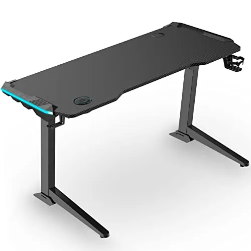 ESMART Germany GTX-121 Ergonomischer Steh-Sitz-Gaming-Schreibtisch - Computertisch mit stufenlos höhenverstellbarer Arbeitsfläche (72-121 cm) und integrierter RGB Beleuchtung für ein individuelles Gaming-Erlebnis.