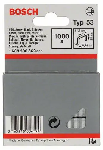 Bosch Accessories 1609200369 Feindrahtklammern Typ 53 1000 St. Abmessungen (L x B) 18mm x 11.4mm