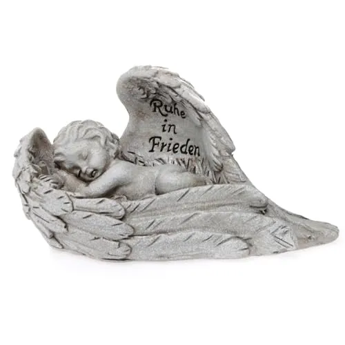 Annastore Engel in Flügel L 11,5 cm - Grabverzierung - Grabdekoration - Grabschmuck Friedhof - Grabschmuck für Hunde - Grabschmuck für Katze - Grabschmuck Tiere Größe 11,5 x 5 x 6 cm