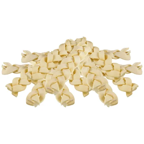 Schecker Kausnack - Rinderhaut Kauzöpfe - Hundefutter mit extra-langen Kauzöpfen für langanhaltenden Knabber-Spaß, der die Kaumuskeln trainiert und die Zähne schützt.