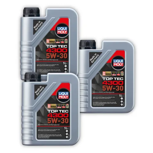 3x 1L LIQUI MOLY 3740 Motoröl Top Tec 4300 5W-30 Hightech Leichtlauf synthetisch