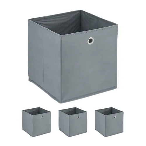 Aufbewahrungsbox Faltbox Ordnungsbox Regalbox grau 4 Stück Regalboxen 4er Set