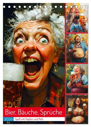 Rose Hurley Tischkalender 2025 - Bier, Bäuche, Sprüche - Humorvoller Tischkalender mit 14 witzigen Trinksprüchen und Illustrationen. Ideal als Geschenk und für gute Laune im Alltag. Perfekt für Bierliebhaber!