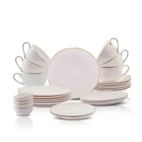 Karaca Marcelo Frühstücks- und Servierset für 6 Personen - 26-teiliges Geschirr Set - Tafelservice für 6 Personen aus elegantem Bone China: Gesund, pflegeleicht und bleifrei für ein sicheres Esserlebnis.