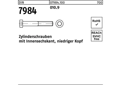 Reyher Zylinderschrauben DIN 7984 M8 x 25 (200 Stück) - Schrauben, hochwertige Zylinderschrauben aus Deutschland, ideal für präzise Anwendungen mit einer Länge von 25 mm und robustem Gewinde.