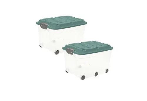 Rotho Roller 6 2er-Set Aufbewahrungsbox 57l mit Rollen