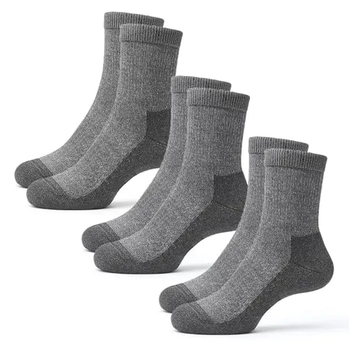 Kaiera – Trek Heavy – 3 Paar Wandersocken aus Merinowolle, Made in Italy, (44-47) Grau, Atmungsaktiv, Blasenfrei, Thermosocken für die Berge Premium Qualität
