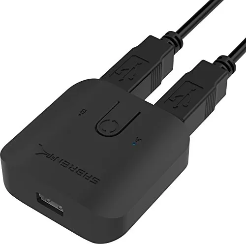 SABRENT USB Freigabeschalter, 2 in 1 out, Computer Peripherie Auswahl Splitter, usb sharing switch, Verteileradapter für PC, Drucker, Scanner, Maus, Tastatur LED-Geräteanzeigen (USB-SW20)