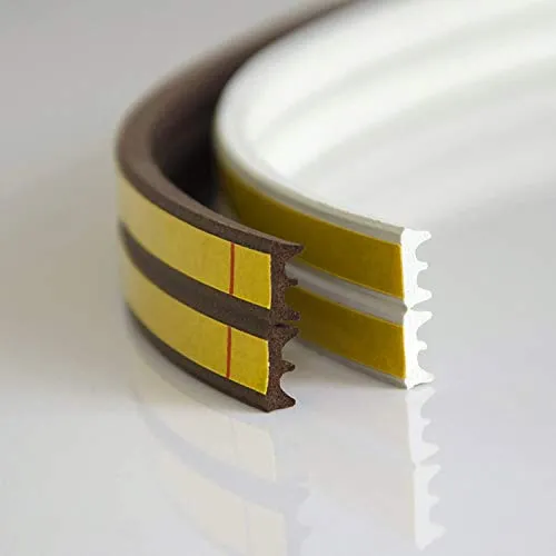 DQ-PP Fensterdichtung – 1 Meter – Weiß – selbstklebend – Profil E – Dichtband Dichtungsband – klebend Isolierband Klebedichtung Gummi Fensterdichtband
