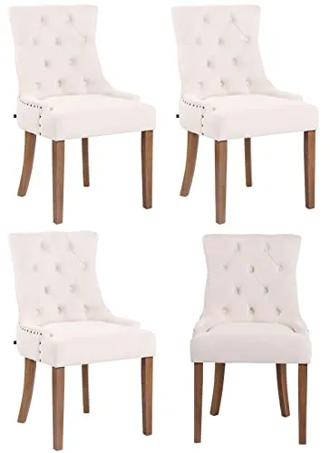 CLP 4er Set Esszimmerstuhl Aberdeen Samt - Hochwertige Polsterung & Edler Samtbezug - Esszimmerstühle mit hochwertiger Polsterung für hohen Sitzkomfort. Edler Samtbezug mit Zierknöpfen und stabilen Kautschukholzgestell. Wählen Sie aus 10 Farben und 2 Gestellvarianten!