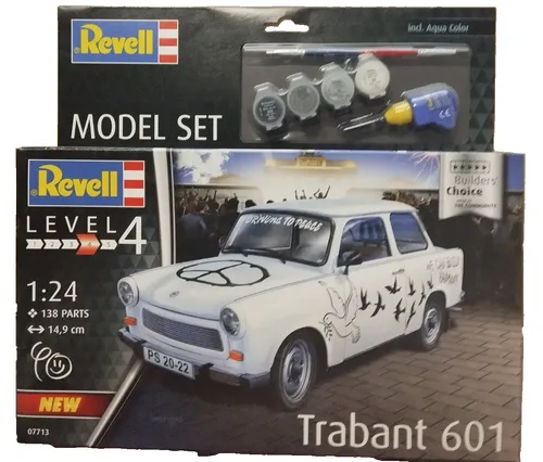 Revell Model Set Trabant 601S Builders Choice 67713 - Modellfahrzeuge, detailgetreues Bauset des legendären Trabant 601S für Modellbau-Enthusiasten.