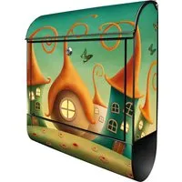 banjado Wandbriefkasten Stahl Zwergenhausen in schwarz von banjado