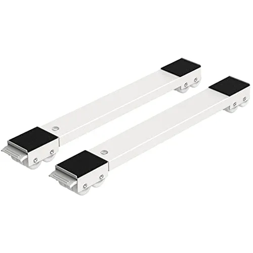 Ronlap Waschmaschinen Untergestell Transportroller, Geeignet für Verschiedene Marken von Waschmaschinen, Wäschetrocknern und Kühlschränken， mit 24 Räder, Bremse, 44,5-72 cm erweiterbar, Weiß