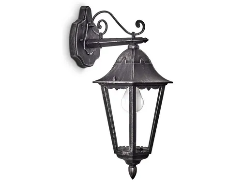 hofstein Außen-Wandleuchte »Ganna« - Antike Wandleuchte für den Außenbereich, aus robustem Aluguss in Schwarz/Silber mit Klarglas-Scheiben. Ideal zur stilvollen Beleuchtung von Garten, Terrasse oder Fassade.