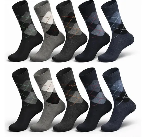 EloModa Basicsocken 10 Paar Herren Business Socken – Komfortbund – 80% Baumwolle – Schwarz (10-Paar) mit Komfortbund ohne Gummi