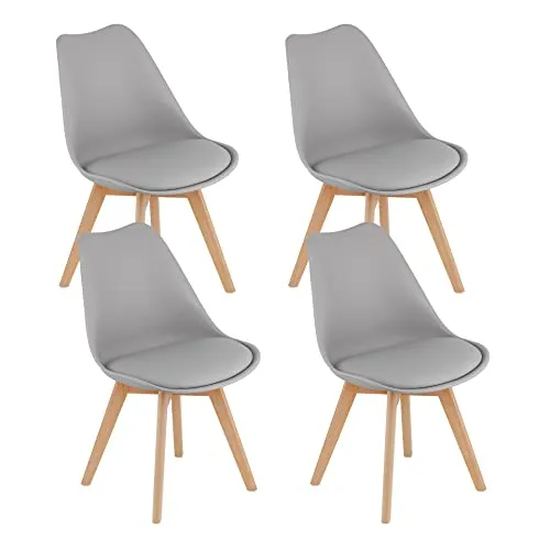 Home Collective 4er Set Esszimmerstuhl Stuhl Wohnzimmerstuhl, in insgesamt 11 Farben, 4X grau mit Kunststoffbeinen in Natur, bequemer & Stabiler Schalenstuhl