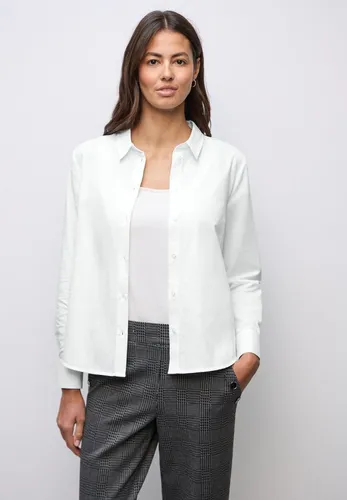 Street One Hemdbluse in Unifarbe White 46 - Damenbluse aus reiner Baumwolle mit Hemdkragen und Knopfleiste, ideal für einen eleganten Look im Alltag.