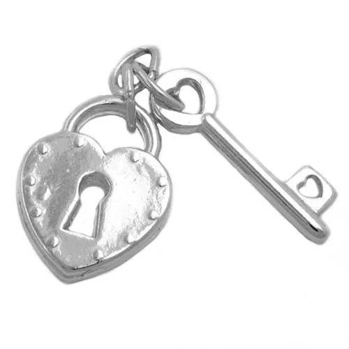 Herz Schloss Anhänger mit Schlüssel aus 925 Silber für Damen - Eleganter Anhänger aus 925er Sterlingsilber, ideal für individuelle Schmuckstücke. Perfekt als Geschenk oder zur persönlichen Bereicherung.