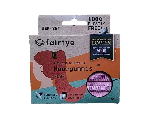 fairtye Haargummis 2mal 3er Set Rosa Zopfgummi Plastikfrei ohne Metall/Naht