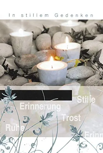 bsb Trauerkarte zur Beerdigung - liebevolle Beileidskarten mit Umschlag - Trauerkarte hochwertig mit Stein-Motiv - Herzliches Beileid Karte Trauer - Kondolenzkarte in 11,5 x 17,0 cm