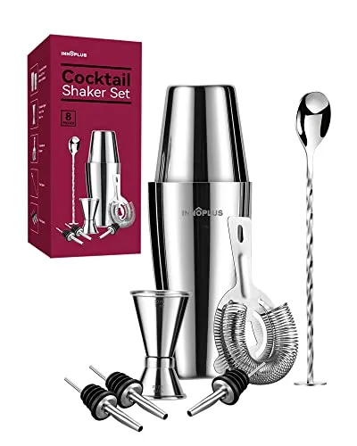 Cocktail Shaker, Cocktail Set Geschenk, Premium Boston Shaker 800ML 600ML Geschenkset, Cocktailshaker Bar Zubehör Set, Cocktail Shaker Edelstahl, Shaker für Cocktails Mixer löffel 8 Teiliges Barkeeper