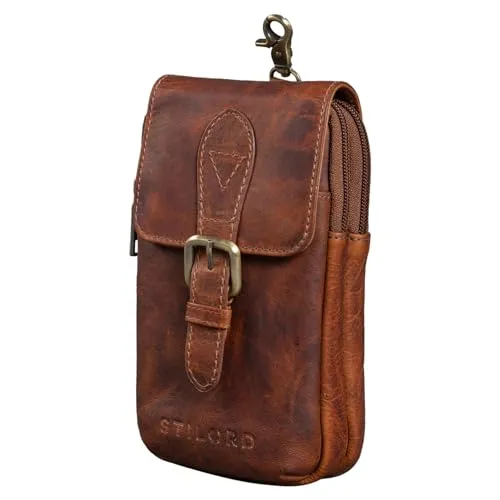 STILORD 'Harper' Handy Gürteltasche Leder Vintage - Mode-Hüfttaschen: Stilvolle Ledertasche im Vintage-Look, ideal für Handys bis 7 Zoll, mit Gürtelschlaufe und Karabinerhaken für optimale Mobilität.