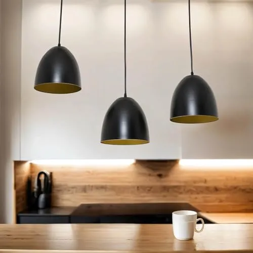 Licht-Erlebnisse Hängelampe ANNIE Retro Design - 3-flammige Pendelleuchte in Schwarz Gold, ideal für Esszimmer und Wohnzimmer. Verstellbar in der Höhe, pflegeleicht und sorgt für eine warme Atmosphäre.