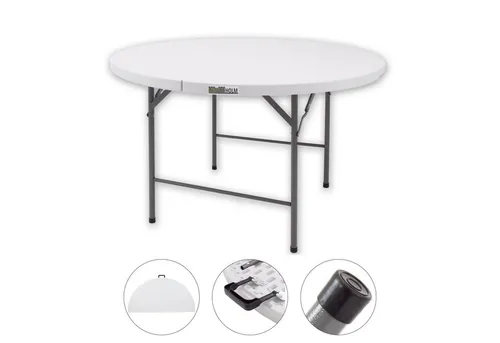 TRUTZHOLM Klapptisch rund Ø 120 cm - Vielseitiger Klapptisch für drinnen und draußen, mit pflegeleichter Kunststoffplatte und rostfreiem Stahlgestell, ideal für Gartenpartys, Camping und Picknicks.