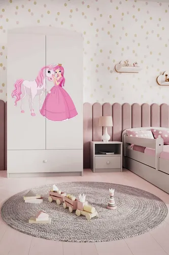 Raumhirsch Furniture Kinderkleiderschrank Prinzessin I - Hochwertiger Kleiderschrank für Mädchen - Der Kinderkleiderschrank Prinzessin I in Weiß bietet viel Stauraum mit einer Kleiderstange und 4 Ablagefächern. Ideal für jedes Kinderzimmer, verbindet er kreatives Design mit Funktionalität und schafft Ordnung im Alltag.
