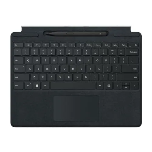 Microsoft Surface Pro Signature Keyboard mit Touchpad - Gaming-Zubehör mit integrierter Ablage- und Ladeschale für den Surface Slim Pen 2, ideal für kreative Anwendungen und produktives Arbeiten.