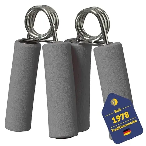 Best Fingerhanteln 2er Set I Mit starken Stahlfedern 15 kg I Mit moosgummi-ummantelte Griffe I Fingertrainer für Griffkraft, Muskeltraining und Rehabilitation I Farbe: Anthrazit