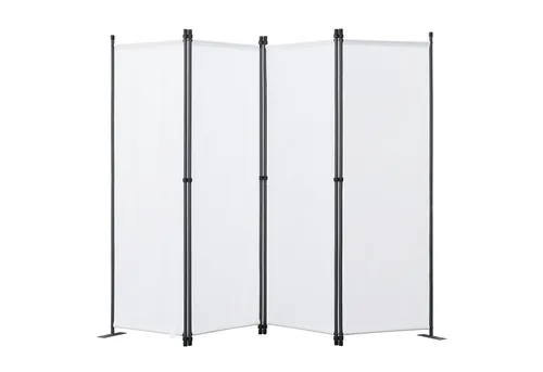 Angel Living Paravent Faltbarer Sichtschutz und Raumteiler aus Stahl/Polyester 224*165 cm (4 St), gebogene Stützfüße, B-förmige Verbindungsschnallen