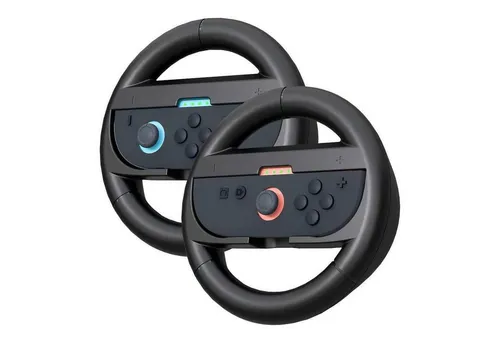 Wigento Handyhülle Für Nintendo Switch 2 Joy-Con 2er Set Racing-Lenkrad-Griffe Schwarz, Ergonomisch, Rutschfest, Leicht, Strapazierfähig