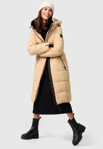 MARIKOO Damen Winterjacke B989 - Steppjacke mit Kapuze - Funktionsjacke für Damen, lang geschnitten, warm gefüttert und mit abnehmbarem Kunstfell für zusätzlichen Style und Komfort.