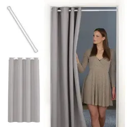 tinycurtains Türvorhang mit Stange, hellgrau, 150 x 200 cm von tinycurtains