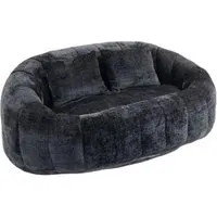 PXloue 2 Sitzer Stoffsofa Sofa mit 2 Kissen für Wohnzimmer Schlafzimmerg  Schwarz