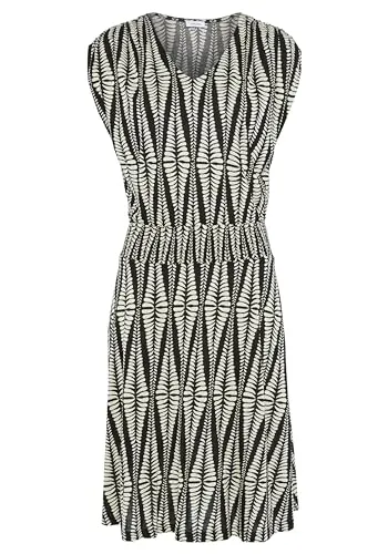 LASCANA Jerseykleid für Damen, Gr. 40, Schwarz-Sand - Modisches Jerseykleid von LASCANA mit breitem Smokbund und figurumspielendem Schnitt. Ideal für den Sommer und als Strandkleid geeignet.