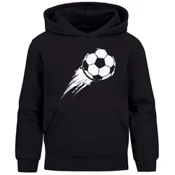 MoonWorks Hoodie Kinder Hoodie Jungen Fußball Sport Kapuzenpulli Geschenke Junge schwarz 164