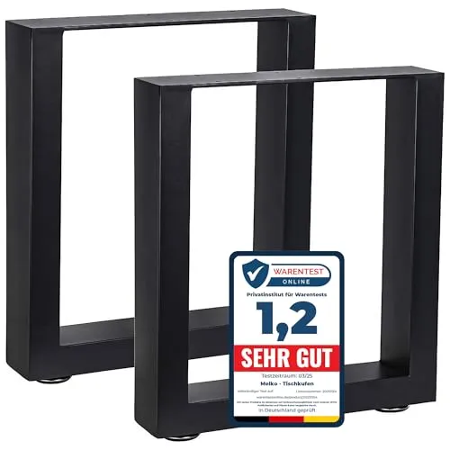 Melko Tischgestell 2er Set aus Stahl, Schwarz – Ideal für DIY-Projekte - Möbelfüße aus stabilem Stahl (40 x 43 cm) in elegantem Schwarz – perfekt für Esstische, Schreibtische und individuelle DIY-Möbel. Robuste und langlebige Konstruktion mit einfacher Montage.