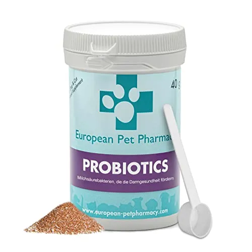 European Pet Pharmacy Probiotika Hund und Katze — Probiotika Darmsanierung Pulver - Unterstützung bei Durchfällen bei Hunden und Katzen – Für Welpen und Erwachsene Hunde – 40 g Pulver
