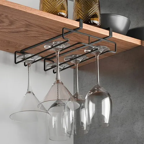 Gläserhalter Gläserschiene für bis zu 8 Gläser – Schwarz - Praktischer Gläserhalter aus rostbeständigem Metall für die Küche. Ideal zur übersichtlichen Aufbewahrung von bis zu 8 Gläsern, mit stoß- und kratzfester Oberfläche. Maße: 28 cm tief, 6 cm hoch, 20,5 cm breit.
