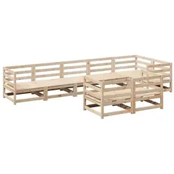 vidaXL 8-tlg. Garten-Sofagarnitur aus Kiefernholz - Braun - Vielseitige Garten-Sofagarnitur aus robustem Kiefernholz. Ideal für entspannte Stunden im Freien mit Familie und Freunden. Flexibles, modulares Design für individuelle Gestaltung deines Außenbereichs.