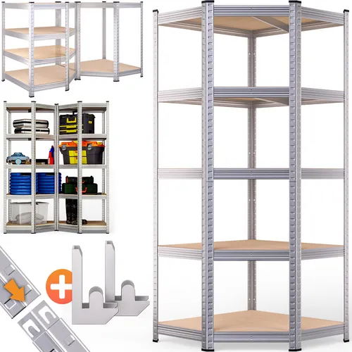 Monzana® Eckregal 180x70x40cm - Schwerlastregal mit 875 kg Tragkraft - Lagerregal für Keller, Garage und Werkstatt, bietet mit 875 kg Tragkraft viel Platz und ist durch das schraubenlose Stecksystem einfach aufzubauen.