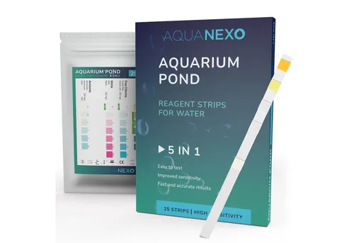 AquaNexo Aquarium-Wassertest Aquanexo 5in1 Aquarium Teststreifen – Wassertest, 25 Stück, Schnelltest für Zuhause weiß