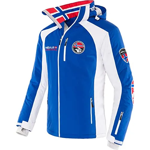 Nebulus Herren Skijacke Maestro SKI - Warme und praktische Winterjacke in Blau-Weiß, Größe XL - Skijacken für Herren, atmungsaktiv, wasserfest und winddicht, ideal für Wintersport und Outdoor-Aktivitäten. Leicht und bequem mit vielen Funktionalitäten für optimalen Komfort.